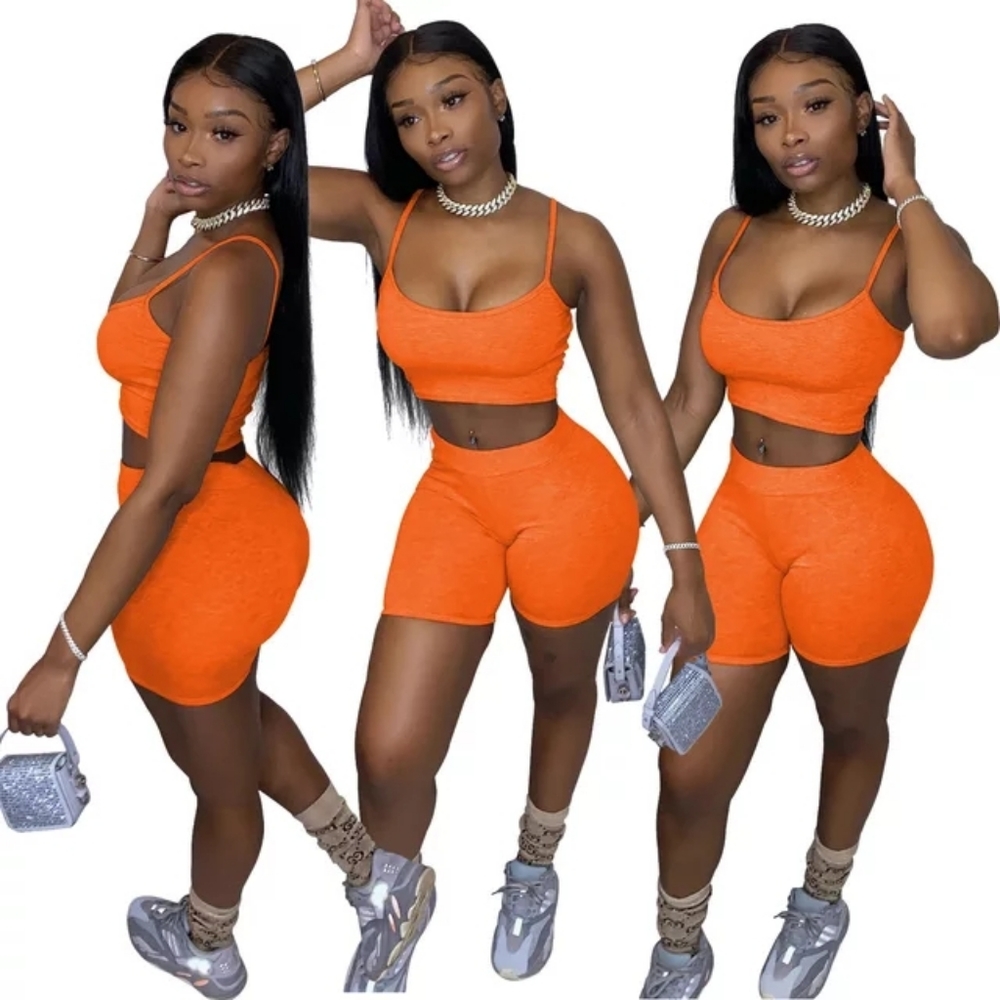 Crop top biker short set